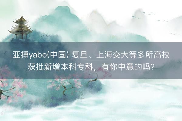 亚搏yabo(中国) 复旦、上海交大等多所高校获批新增本科专科，有你中意的吗？