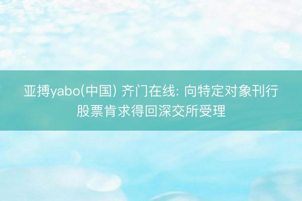 亚搏yabo(中国) 齐门在线: 向特定对象刊行股票肯求得回深交所受理