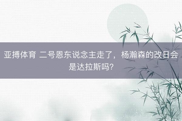 亚搏体育 二号恩东说念主走了,杨瀚森的改日会是达拉斯吗?
