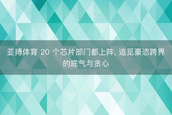 亚搏体育 20 个芯片部门都上阵， 追觅豪恣跨界的底气与贪心