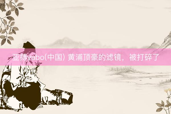 亚搏yabo(中国) 黄浦顶豪的滤镜，被打碎了