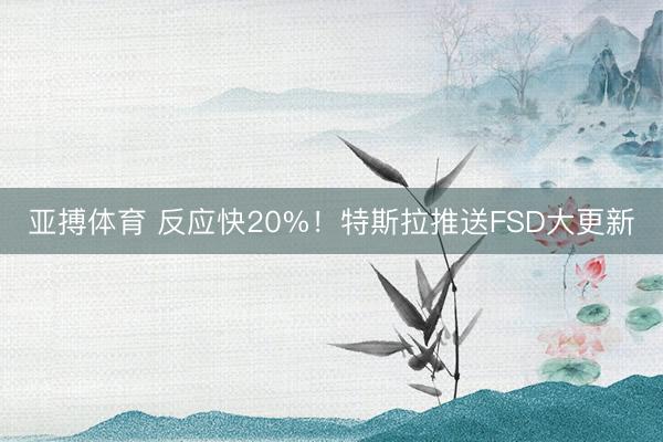 亚搏体育 反应快20%！特斯拉推送FSD大更新