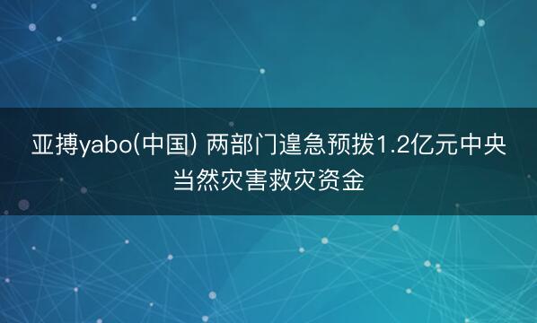 亚搏yabo(中国) 两部门遑急预拨1.2亿元中央当然灾害救灾资金