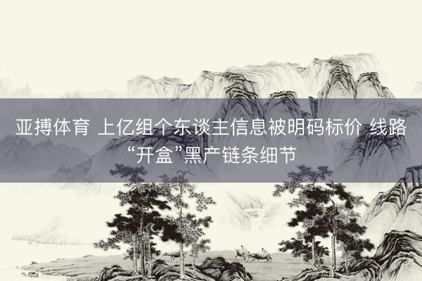 亚搏体育 上亿组个东谈主信息被明码标价 线路“开盒”黑产链条细节