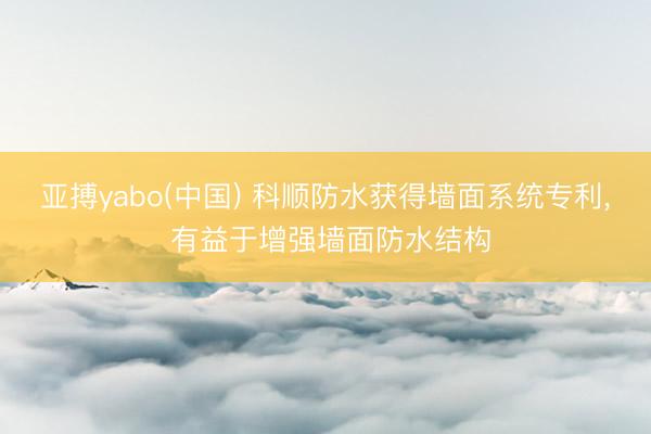 亚搏yabo(中国) 科顺防水获得墙面系统专利, 有益于增强墙面防水结构