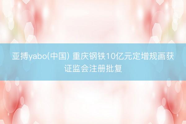 亚搏yabo(中国) 重庆钢铁10亿元定增规画获证监会注册批复