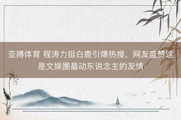 亚搏体育 程涛力挺白鹿引爆热搜，网友盛赞这是文娱圈最动东说念主的友情