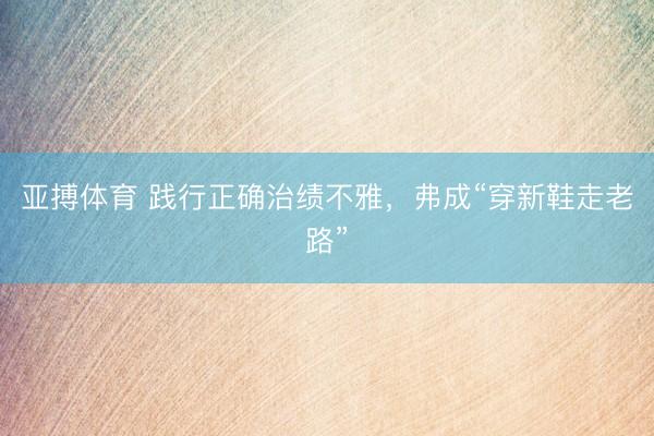亚搏体育 践行正确治绩不雅，弗成“穿新鞋走老路”