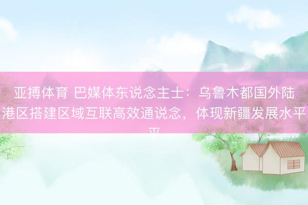 亚搏体育 巴媒体东说念主士：乌鲁木都国外陆港区搭建区域互联高效通说念，体现新疆发展水平
