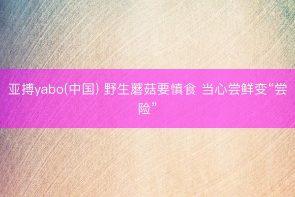 亚搏yabo(中国) 野生蘑菇要慎食 当心尝鲜变“尝险”