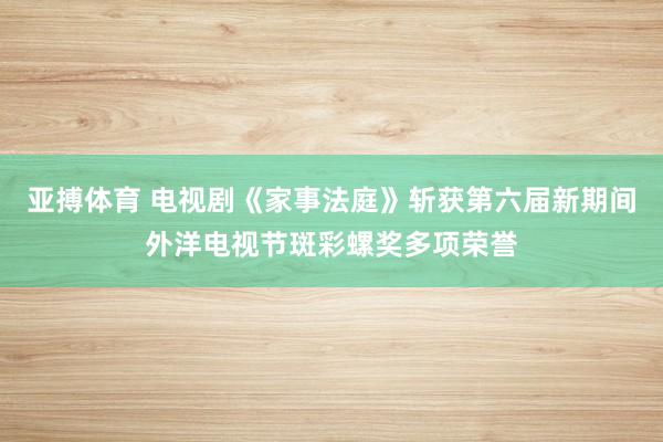 亚搏体育 电视剧《家事法庭》斩获第六届新期间外洋电视节斑彩螺奖多项荣誉